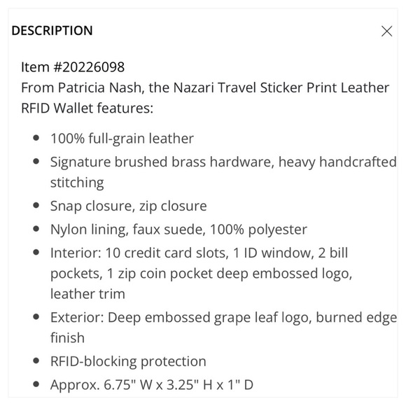 💖🆕💖Patricia Nash NAZARI Travel Sticker Print Leather RFID Wallet Collection - Picture 16 of 16